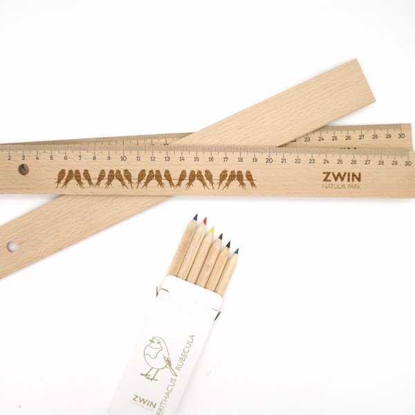 Wooden ruler 30 cm with steel side